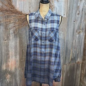 Free People Ombré Plaid Sleeveless Tank